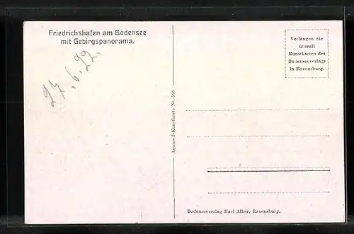 Künstler-AK Friedrichshafen /B., Ortspartie am Bodensee