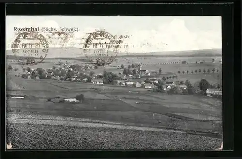 AK Rosenthal /Sächs. Schweiz, Ort aus der Vogelschau