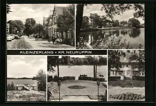 AK Kleinzerlang /Neuruppin, Kleiner Pölitzsee mit Bootssteg, FDGB-Caf'e
