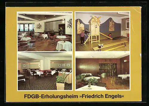 AK Templin, Cafe's und Kinderspielzimmer im FDGB-Erholungsheim Friedrich Engels