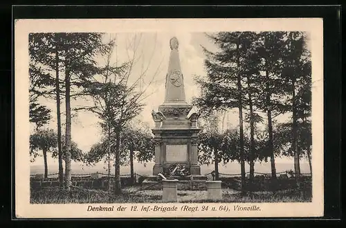 AK Vionville, Denkmal der 12. Inf.-Brigade Regt. 24 u. 64