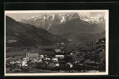 AK St. Johann /Pongau, Totalansicht mit Tennengebirge