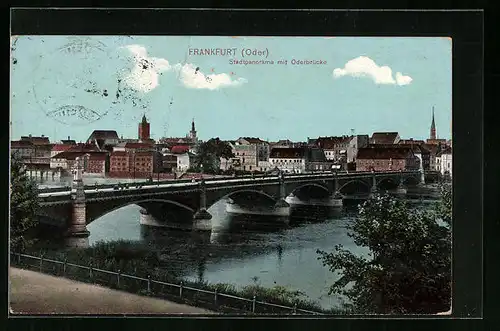 AK Frankfurt /Oder, Stadtpanorama mit Oderbrücke