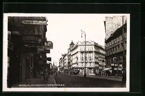 AK Wien, Mariahilferstrasse mit Geschäften