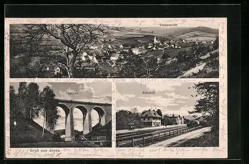 AK Jossa, Totalansicht, Bahnhof, Viadukt
