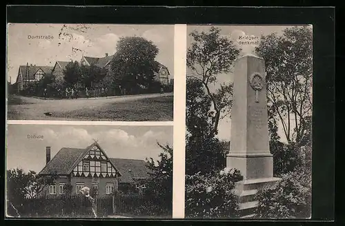 AK Grassel, Schule, Kriegerdenkmal, Dorfstrasse