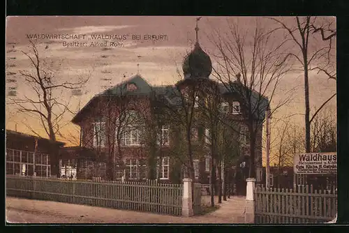 AK Erfurt, Gasthaus Waldhaus bei Abendstimmung