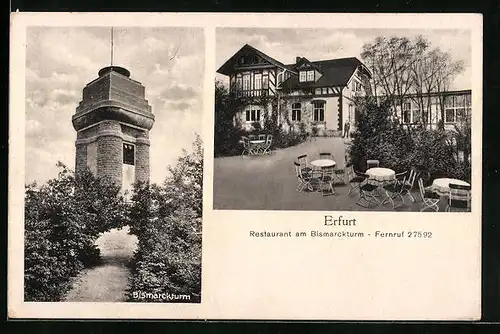 AK Erfurt, Restaurant am Bismarckturm, Bismarckturm