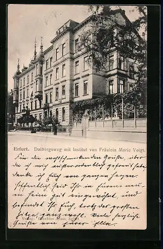 AK Erfurt, Dalbergsweg mit Institut v. Fräulein Marie Voigt
