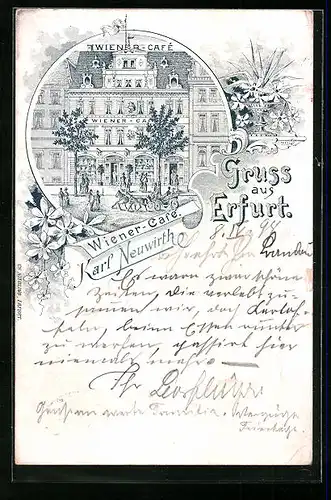 Lithographie Erfurt, Wiener-Cafe v. Karl Neuwirth