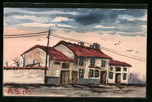 Künstler-AK Chailly, Quartiergebäude