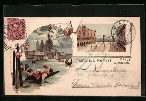 Vorläufer-Lithographie Venezia, 1895, Piazzetta e S. Giorgio