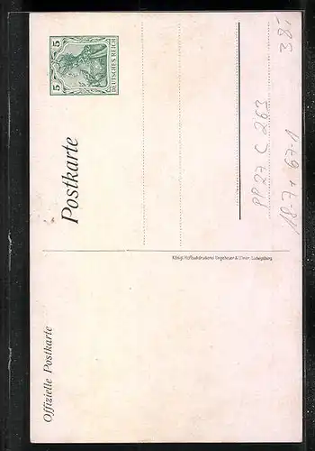 Künstler-AK Ludwigsburg, Ganzsache PP27C263, Gewerbe- und Industrie-Ausstellung 1914