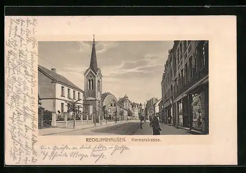 AK Recklinghausen, Passanten in der Hernerstrasse