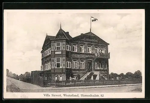 AK Westerland, Hotel Villa Sievert in der Herrenbadstrasse 82