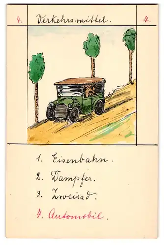 40 Handzeichnungen Kartenspiel Quartett mit 10 Themen, Insekten, Gebäude, Verkehrsmittel, Erdteile, Landschaften u.a.