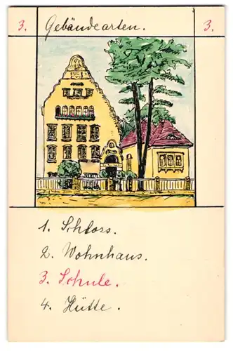 40 Handzeichnungen Kartenspiel Quartett mit 10 Themen, Insekten, Gebäude, Verkehrsmittel, Erdteile, Landschaften u.a.