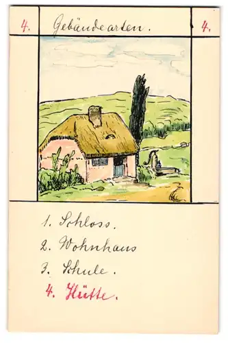 40 Handzeichnungen Kartenspiel Quartett mit 10 Themen, Insekten, Gebäude, Verkehrsmittel, Erdteile, Landschaften u.a.