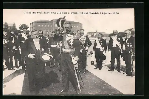 AK Visite du Président Fallières à Stockholm, 1908