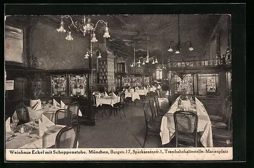 AK München, Gasthaus Weinhaus Eckel mit Schoppenstube, Burgstrasse 17