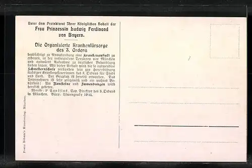 Künstler-AK München-Nymphenburg, Krankenanstalt des III. Ordens