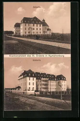 AK Nymphenburg, Krankenanstalt des III. Ordens, Ostseite und Südseite