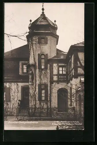 AK München-Au, Haus der Stadtgartendirektion, Frühlingstrasse 32 (jetzt Eduard-Schmid-Str.)