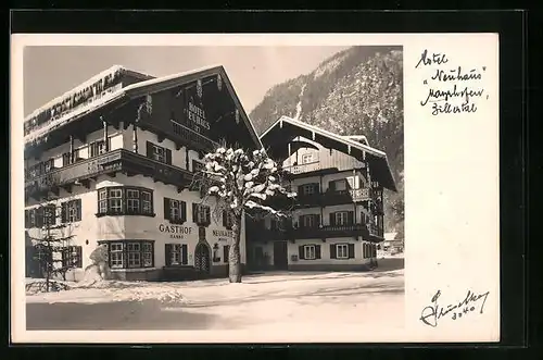AK Mayrhofen, Gasthof Neuhaus im Schnee