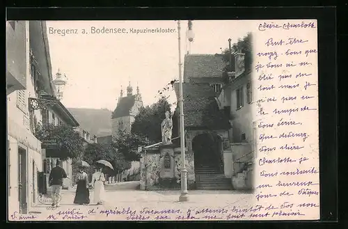 AK Bregenz, Strassenpartie am Kapuzinerkloster