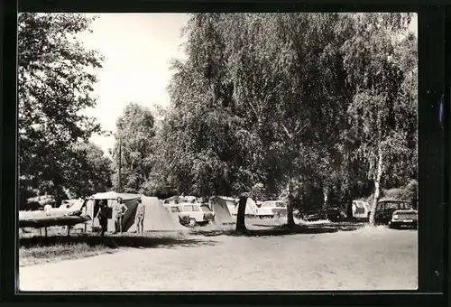 AK Templin, Zeltplatz am Lübbesee mit Urlaubern