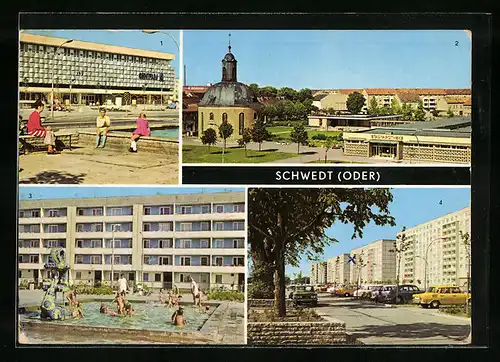 AK Schwedt /Oder, Centrum-Warenhaus und Lenin-Allee