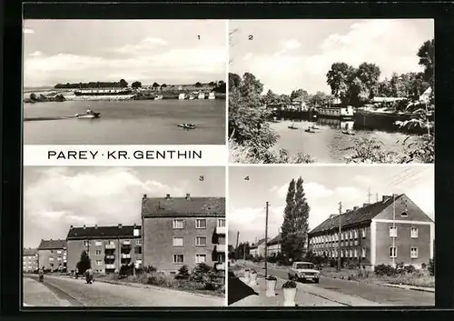 AK Parey /Genthin, Wohnheim, Plauer Kanal und Parchener Strasse