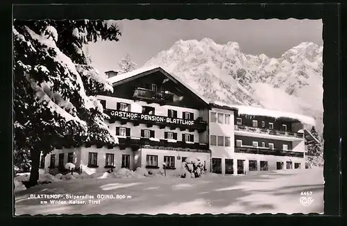 AK Going, Gasthof und Pension Blattlhof im Schnee