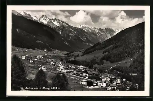 AK St. Anton, Ort am Arlberg aus der Vogelschau
