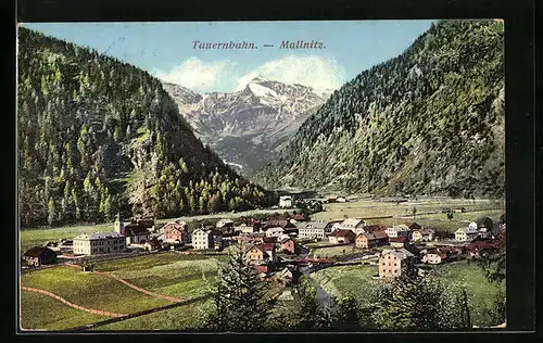 AK Mallnitz, Tauernbahn aus der Vogelschau