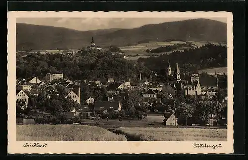 AK Friedland /Sudeten, Ortsansicht vom Feld aus