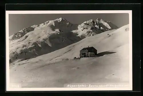 AK Hochsölden, Alpenhotel Sonnenblick im Schnee