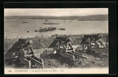 AK Cherbourg, La Batterie de Salut et la Rade