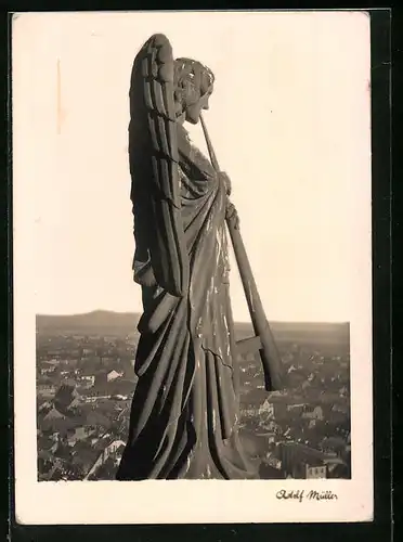 AK Freiburg /Schwarzwald, Posaunenengel am Münsterturm