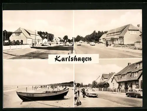 AK Karlshagen /Usedom, Ortsansicht mit Häusern und Strand