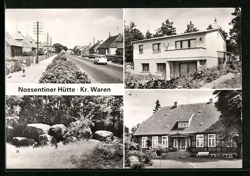AK Nossentiner Hütte, Dorfstrasse, Neues Forsthaus, Hünengrab und Forsthaus