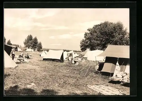 AK Plau /Meckl., Blick zum Zeltplatz Zuruf