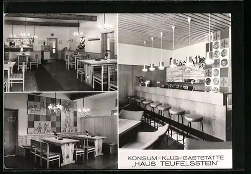 AK Lubmin b. Greifswald, Innenansichten der Konsum-Klubgaststätte Haus Teufelsstein