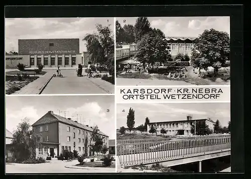 AK Karsdorf b. Nebra, Klubhaus der Zementwerker, Kindergarten Freundschaft und Postamt