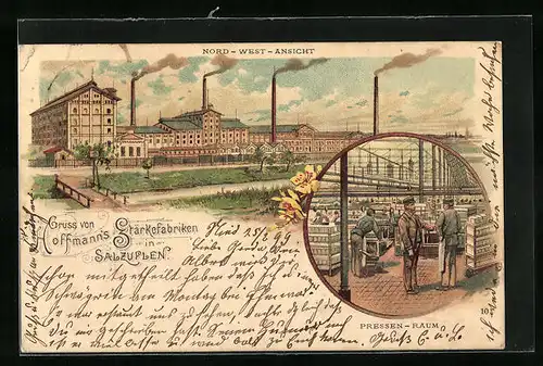 Lithographie Salzuflen, Hoffmann`s Stärkefabriken, Pressen-Raum