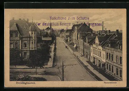 AK Recklinghausen, Hernerstrasse aus der Vogelschau