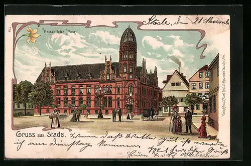 Lithographie Stade, Kaiserliche Post