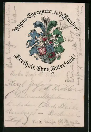 AK Studentenwappen der Burschenschaft Rheno-Cheruscia