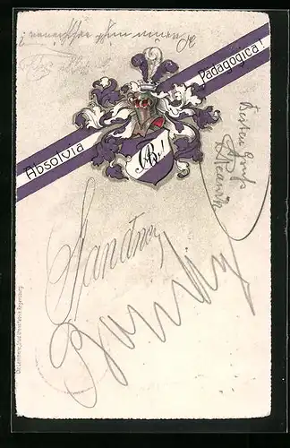 Präge-AK Studentenwappen der Burschenschaft Pädagogica