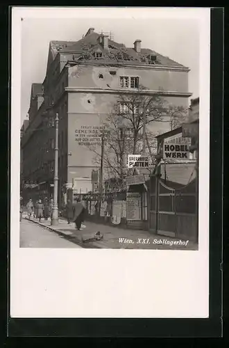 Foto-AK Wien, Granateinschläge am Schlingerhof
